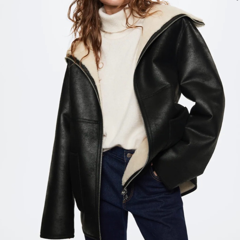 Faux Shearling Lining Coat M